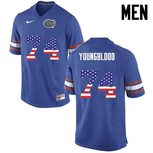 Men Florida Gators #74 Jack Youngblood College Football USA Flag Fashion Jerseys-Blue